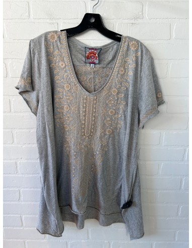 Top Short Sleeve By Johnny Was In Grey & Tan, Size: Xl d'Europe débarque