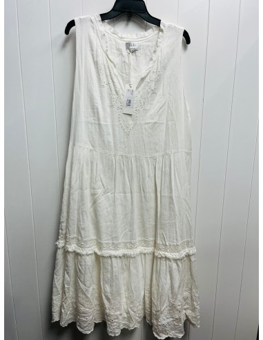 Dress Casual Midi By Johnny Was In White, Size: Xl Les magasins à Paris et en Île-de-France