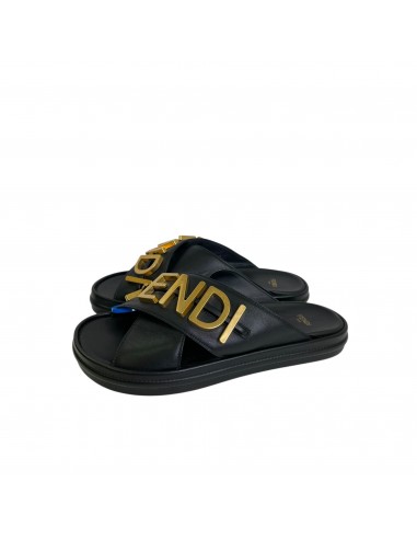 SANDALS LUXURY DESIGNER by FENDI In BLACK & GOLD, Size: 9.5 les ligaments